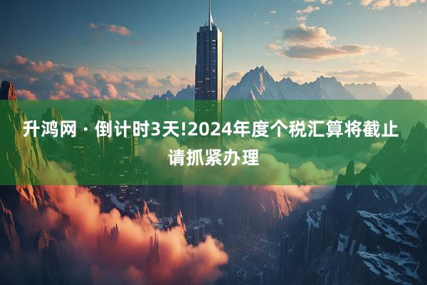 升鸿网 · 倒计时3天!2024年度个税汇算将截止 请抓紧办理